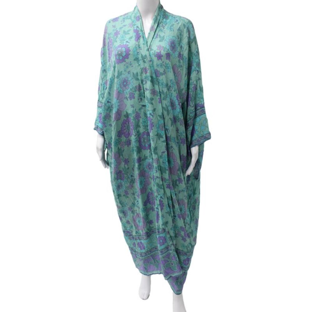 Spell And The Gypsy Womens Floral Print Robe Green Purple Size Medium